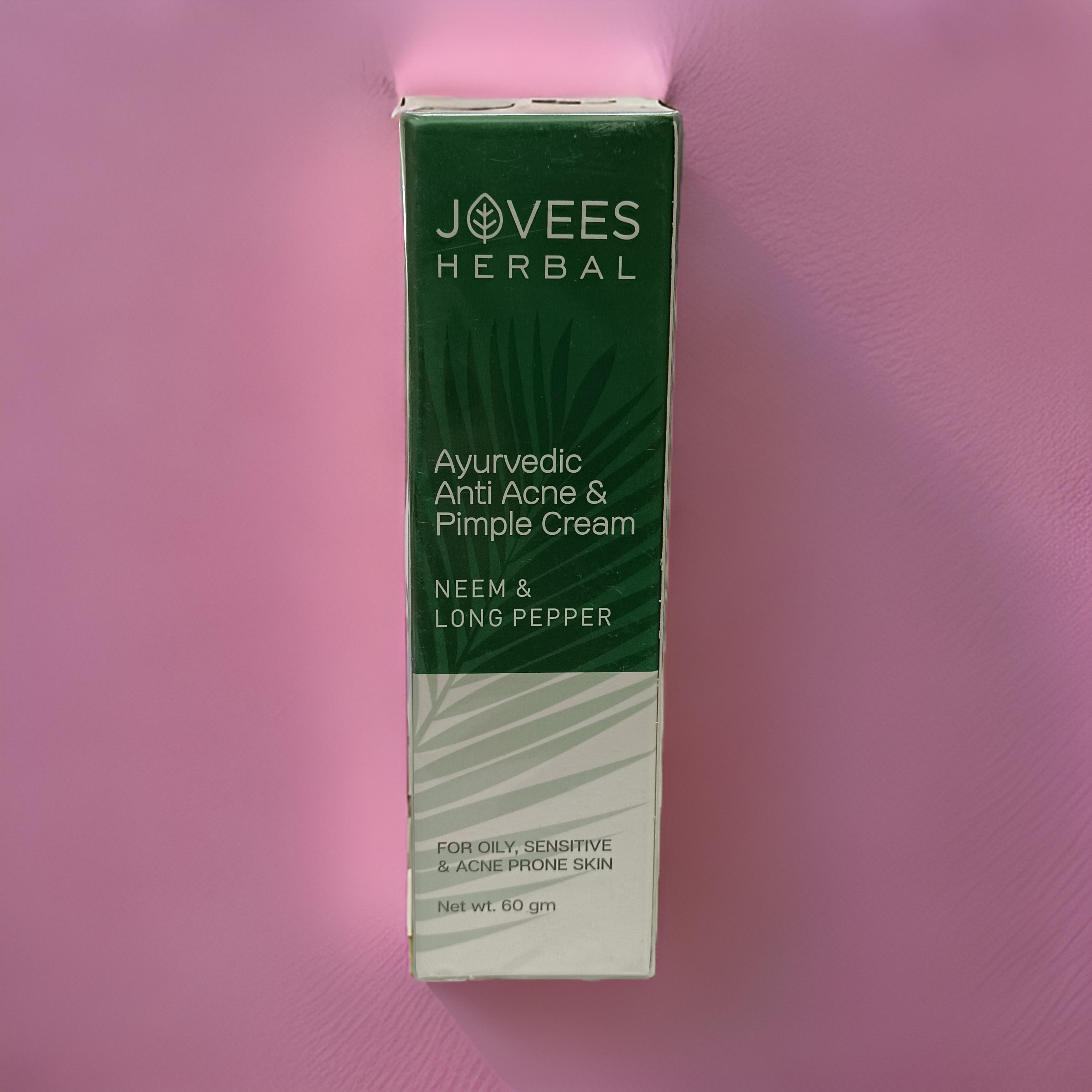 JOVEES Ayurveda Anti Acne & Pimple Cream - Neem & Long Pepper  (60 g)