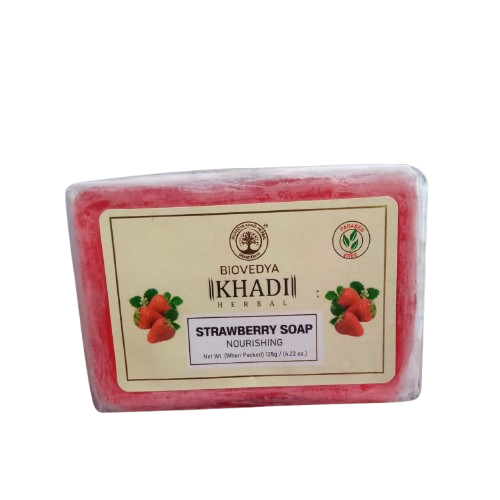 Biovedya Khadi Herbal Strawberry Soap (125g)