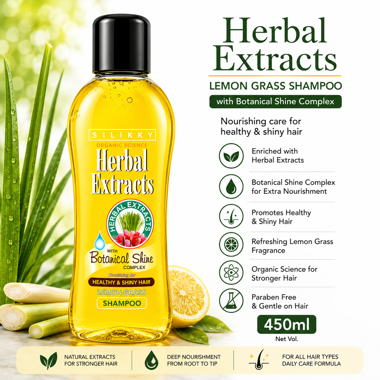 Sillkky Herbal Extracts Lemon Grass Shampoo(900ml)