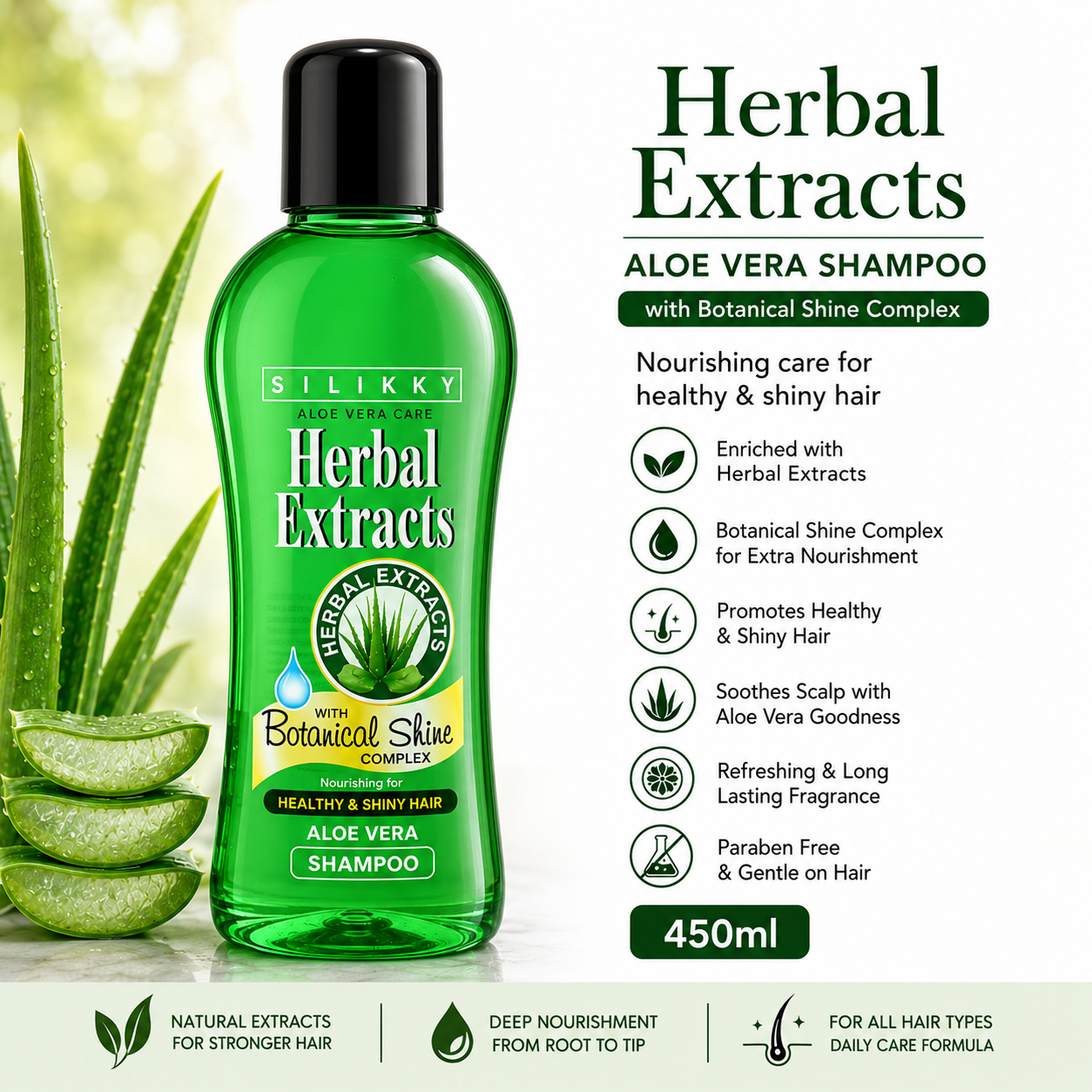 Sillkky Herbal Extracts Aloe Vera Shampoo(900ml)